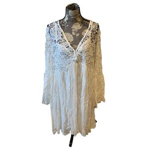 Boutique White Lace Boho Tunic Top size 2X